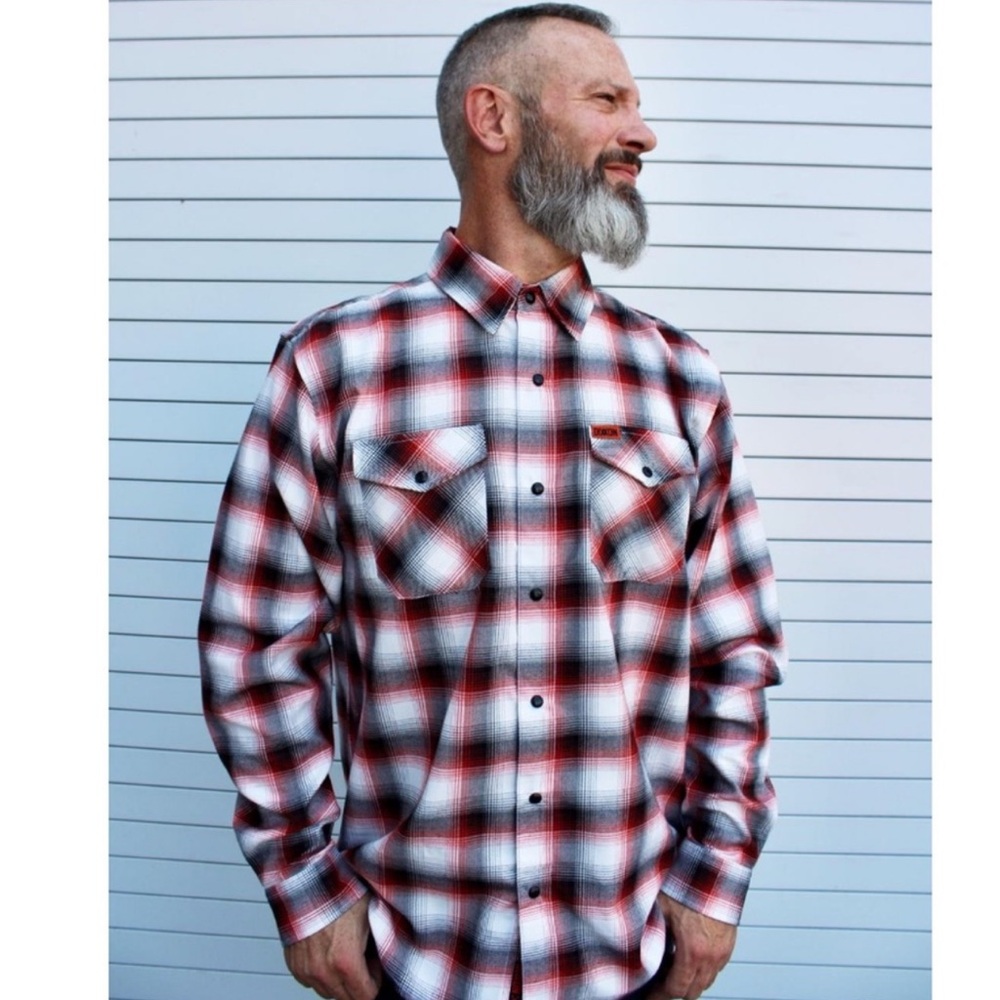 Dixxon The Eagle Button Down Long Sleeve Shirt in Orange/Black Plaid Size 2XT